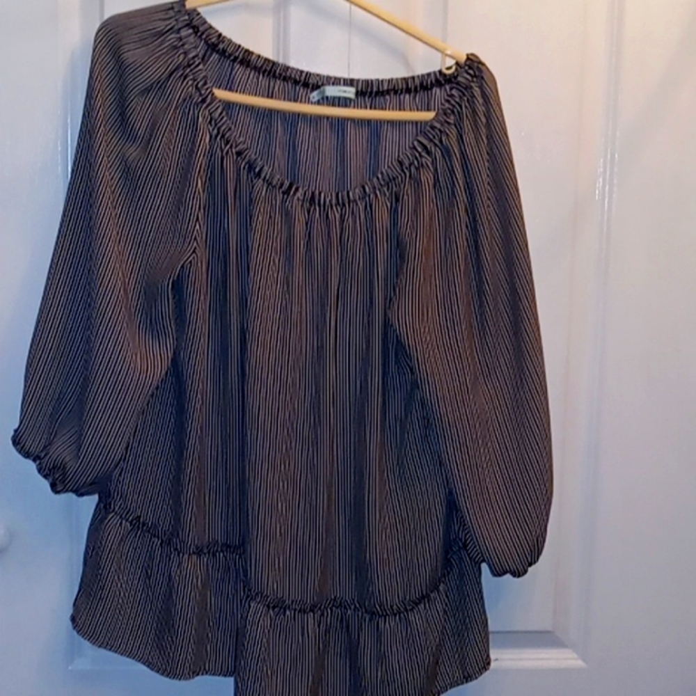 Maurices Blouse Black & White Stripes